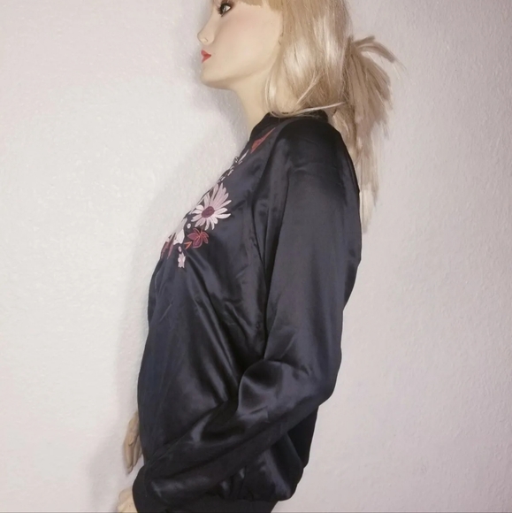 Women's black jacket floral Blouse lining full zip various sizes - Picture 2 of 8